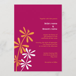 Invitaciones del naranja y de la boda de Fuschia
