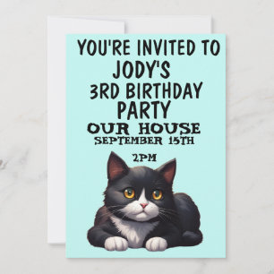 INVITACIONES DEL PARTIDO CUTE TUXEDO CAT CHILES DE