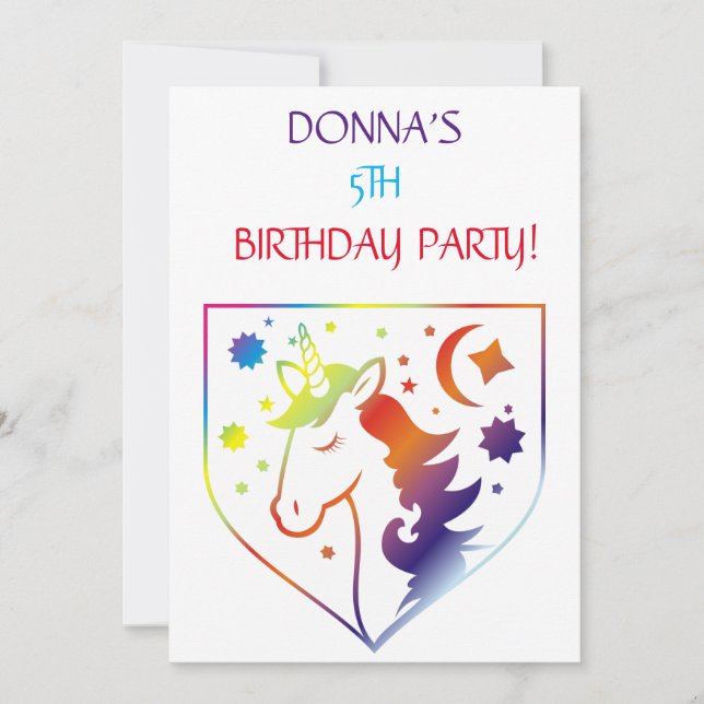 INVITACIONES DEL PARTIDO DE CUMPLEAÑOS "UNICORN MÁ (Anverso)