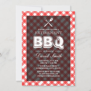 Invitaciones del Partido de Jubilación BBQ Red Pla