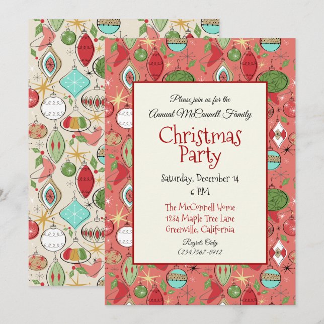 Invitaciones del partido de los Navidades retro de (Anverso / Reverso)