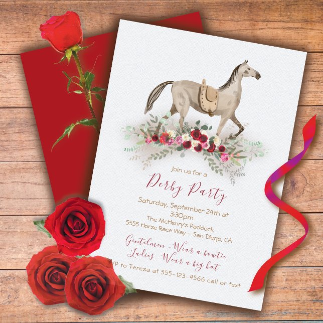 Invitaciones del partido Derby del caballo acuarel (Subido por el creador)