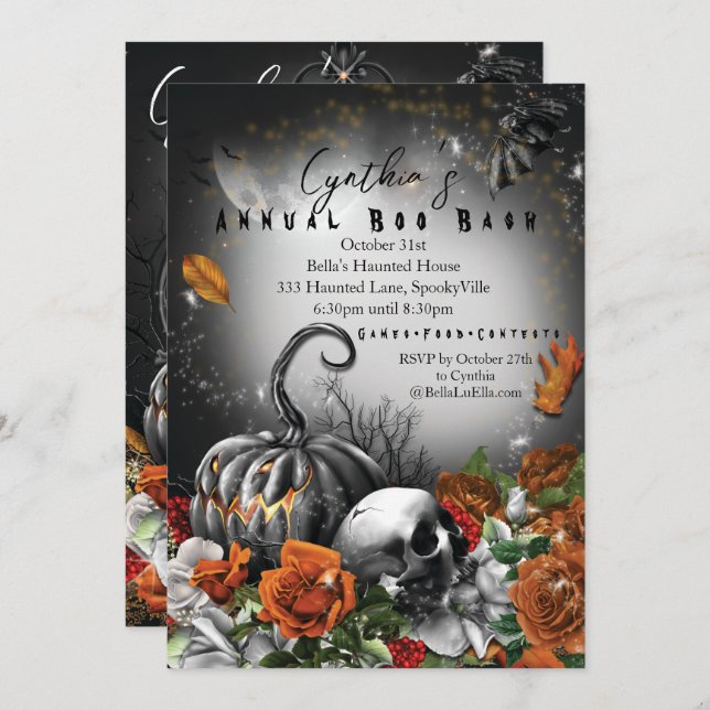INVITACIONES DEL PARTIDO HALLOWEEN (Anverso / Reverso)