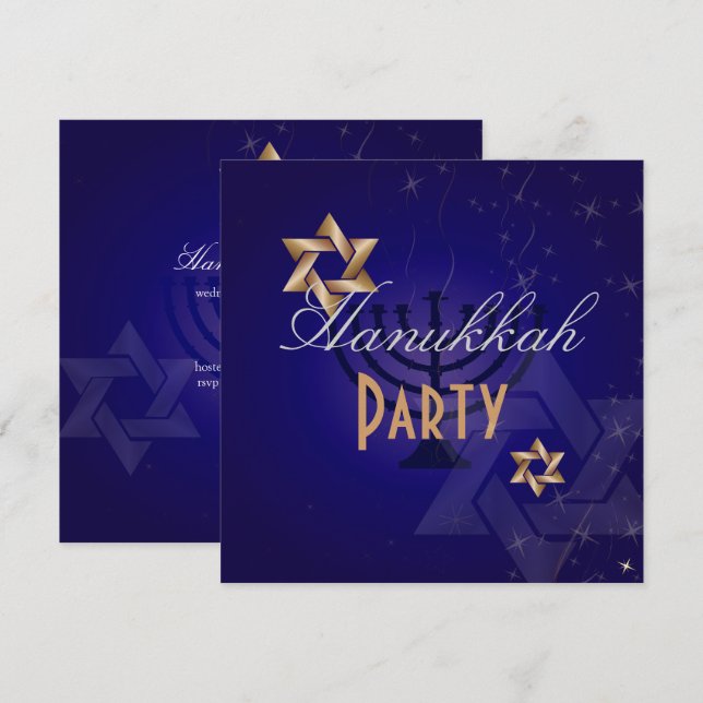 Invitaciones del partido Hanukkah (Anverso / Reverso)