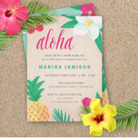 Invitaciones del Partido Luau Tropical Hawaiano