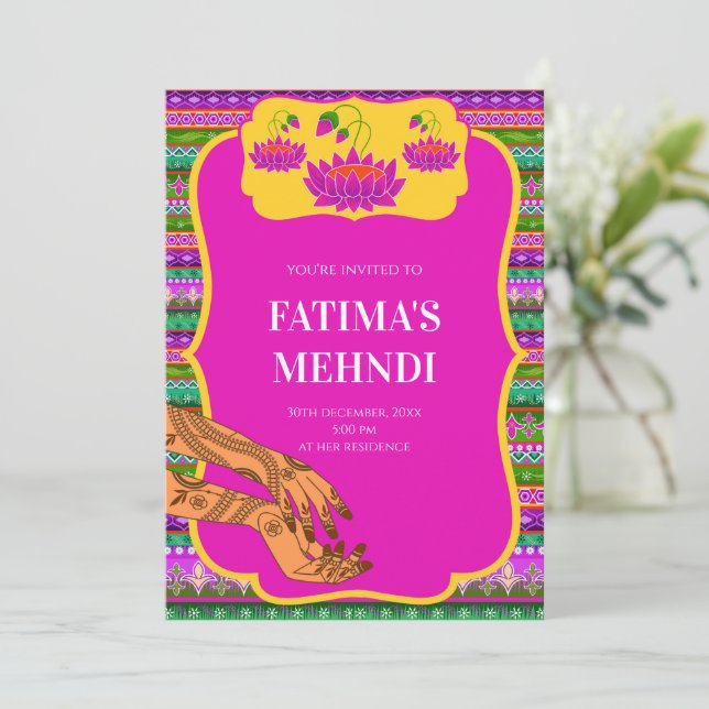 Invitaciones del partido Mehndi y Henna fiesta inv (Anverso de pie)