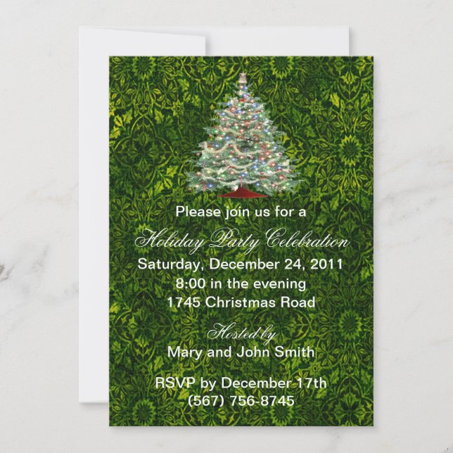 Invitaciones del partido Navidades verdes del árbo (Anverso)