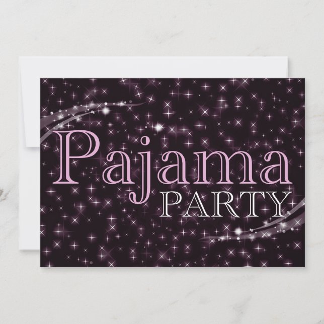 invitaciones del partido pajama: estrellado (Anverso)