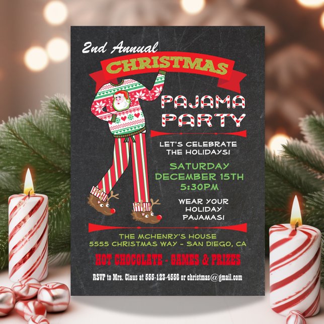 Invitaciones del partido Pajama Navidades de Chalk (Subido por el creador)