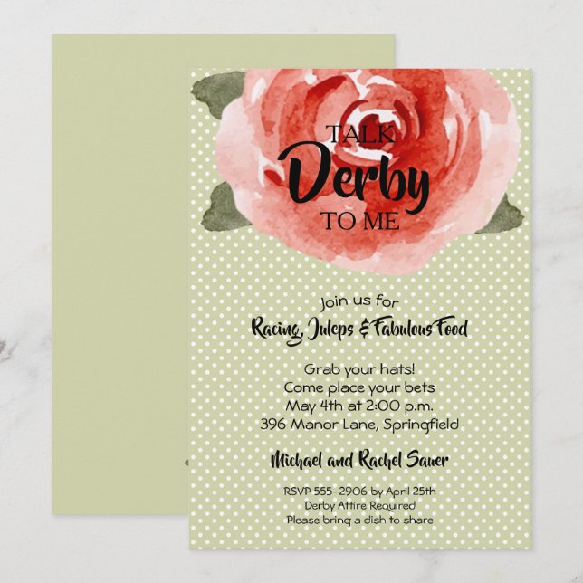 Invitaciones del Partido Red Rose Derby (Anverso / Reverso)