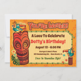 Invitaciones del Partido Retro Tiki Luau