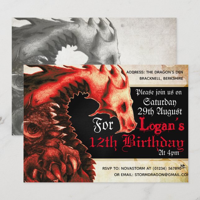 Invitaciones del partido ruso del Dragón Rojo (Anverso / Reverso)