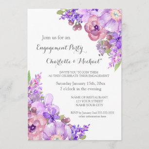 Invitaciones del partido ruso Lilac Purple Engagem