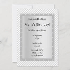 Invitaciones del partido Silver Gray STRIPE STAR