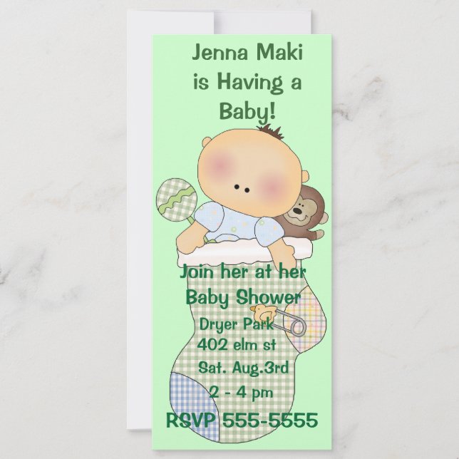Invitaciones del Partido Verde Baby Shower (Anverso)