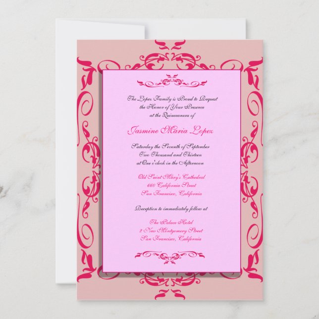 Invitaciones del personalizado de Quinceanera (Anverso)