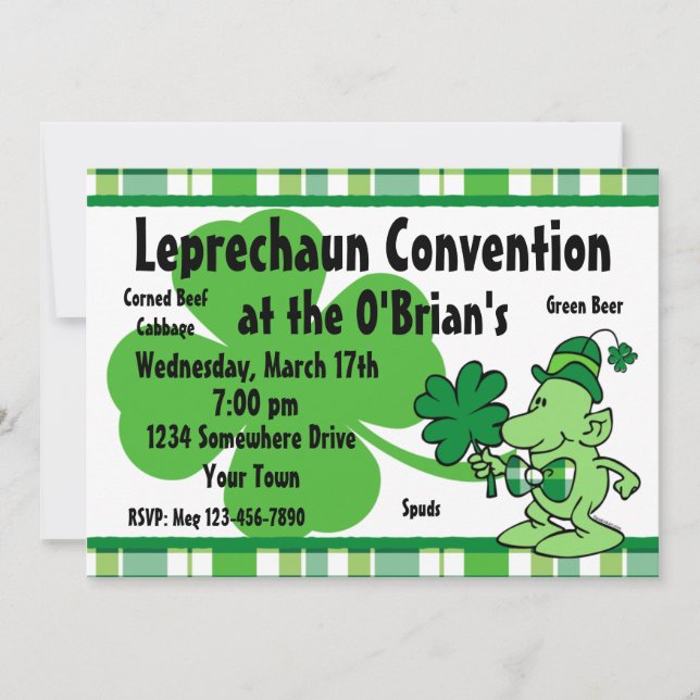 Invitaciones del personalizado del Leprechaun de (Anverso)