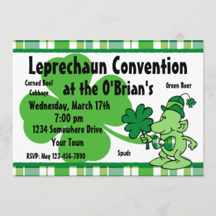 Invitaciones del personalizado del Leprechaun de