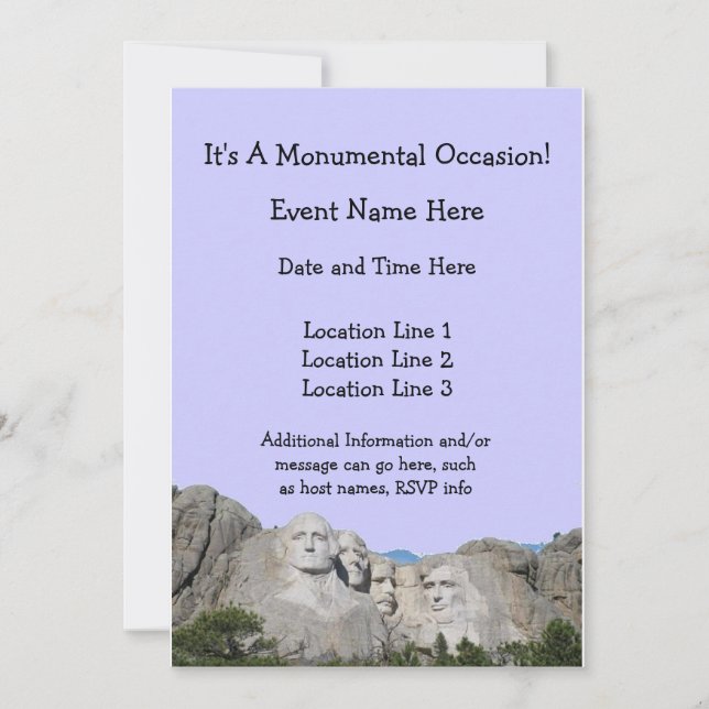 Invitaciones del personalizado del monte Rushmore (Anverso)