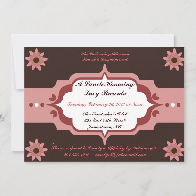 Invitaciones del personalizado del rosa y del (Anverso)