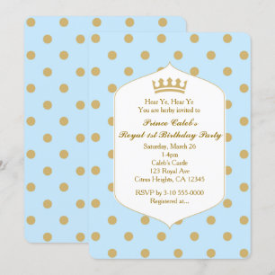 Invitaciones del Príncipe Real con Puntos Azules y