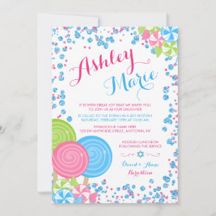 Invitaciones del Purpurina de Blue Faux Candy Bat