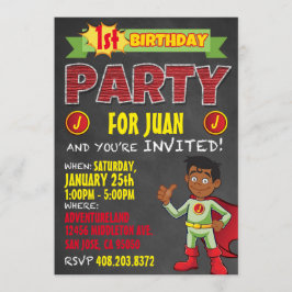 Invitaciones del super héroe del Latino. Fiesta de
