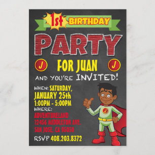Invitaciones del super héroe del Latino. Fiesta de