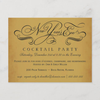 Invitaciones del vintage del cóctel de Noche Vieja