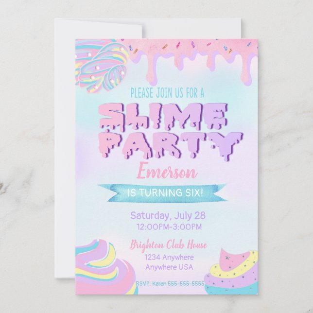 Invitaciones delgadas para la fiesta de cumpleaños (Anverso)