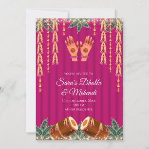 Invitaciones Digitales Dholki, invitación Mehndi,