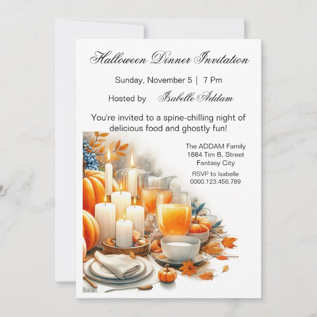 Invitaciones digitales e imprimibles para cena de  (Anverso)