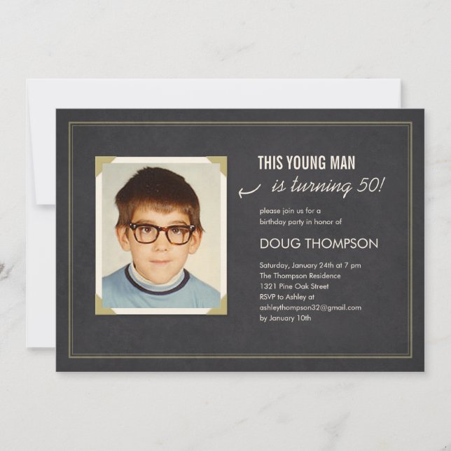Invitaciones divertidas de cumpleaños con una foto (Anverso)