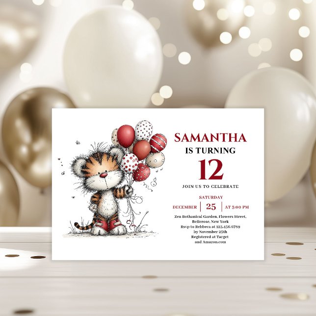 Invitaciones divertidas de cumpleaños para niños c (Fun whimsical animals theme kids birthday invitation

)