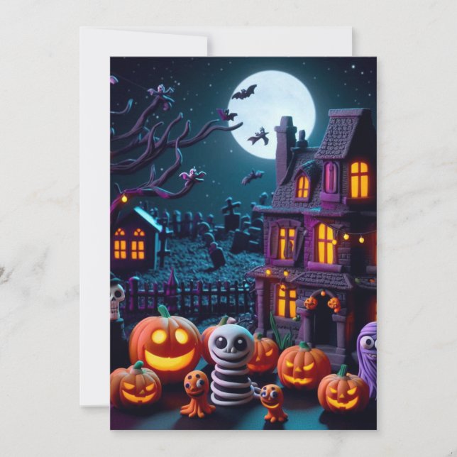 Invitaciones divertidas de Halloween (Anverso)