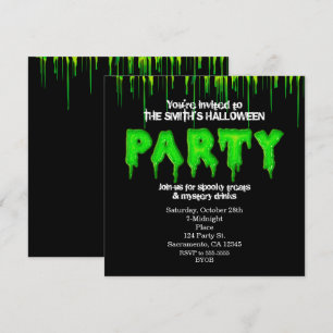 Invitaciones divertidas de Halloween con baba verd