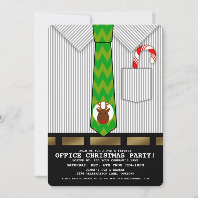 Invitaciones divertidas de los Navidades de Office (Anverso)
