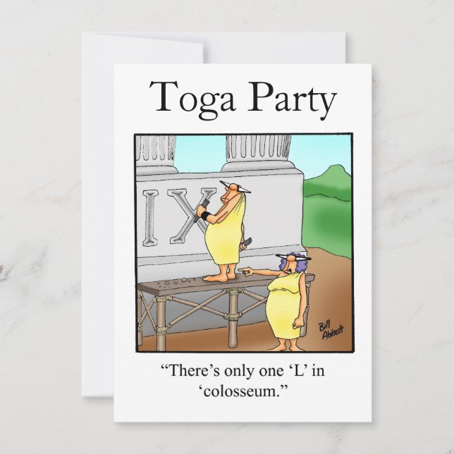 Invitaciones divertidas de Toga Party (Anverso)