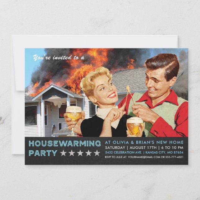 Invitaciones divertidas del fiesta del estreno de (Anverso)