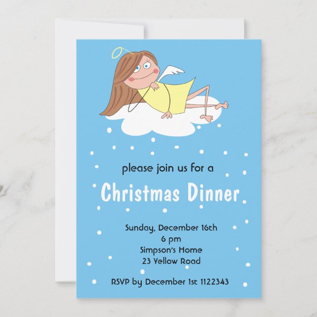 Invitaciones divertidas del navidad del ángel (Anverso)