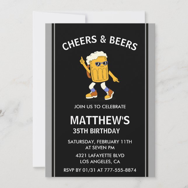 Invitaciones divertidas para cumpleaños 35 Cheers  (Anverso)