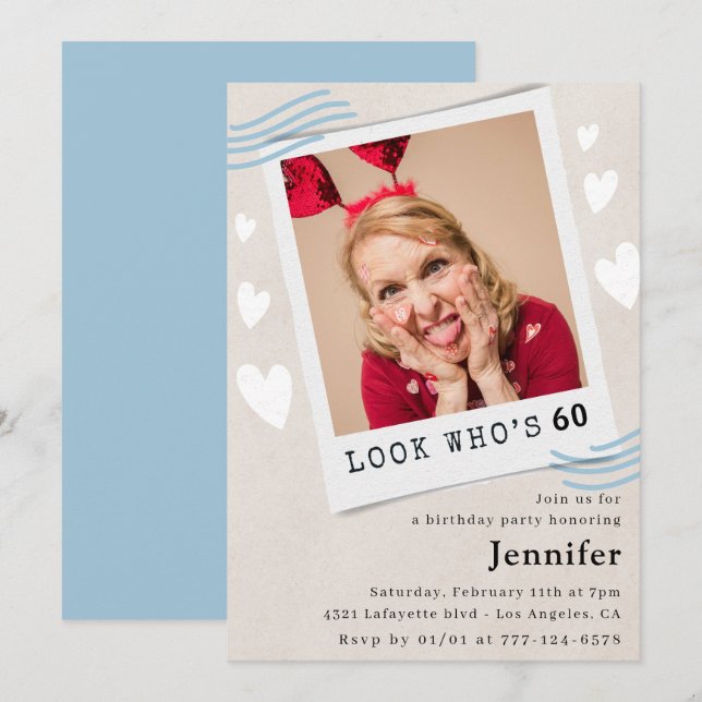 Invitaciones divertidas para cumpleaños 60 Foto Mi (Anverso / Reverso)