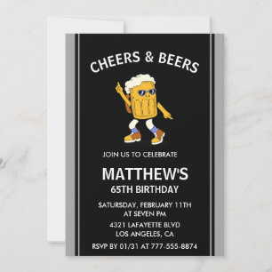Invitaciones divertidas para cumpleaños 65 Cheers 