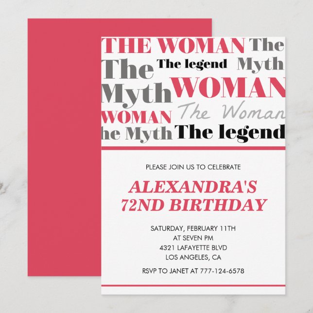 Invitaciones divertidas para el 72 cumpleaños el M (Anverso / Reverso)