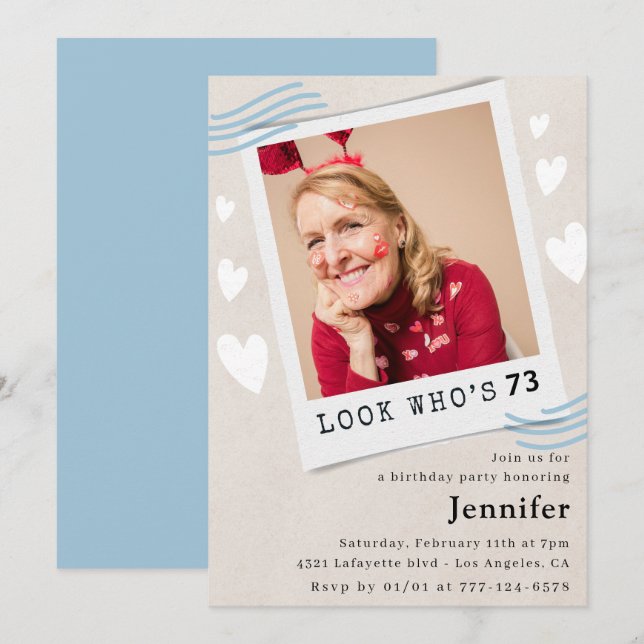 Invitaciones divertidas para el 73 cumpleaños Foto (Anverso / Reverso)