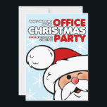 Invitaciones divertidas para fiestas de oficina de<br><div class="desc">¡Qué pasa en la oficina fiesta Navidades,  QUÉDATE en la oficina fiesta Navidades! Un pequeño y agradable Santa guijarro da la bienvenida a sus huéspedes a una noche festiva y divertida.</div>