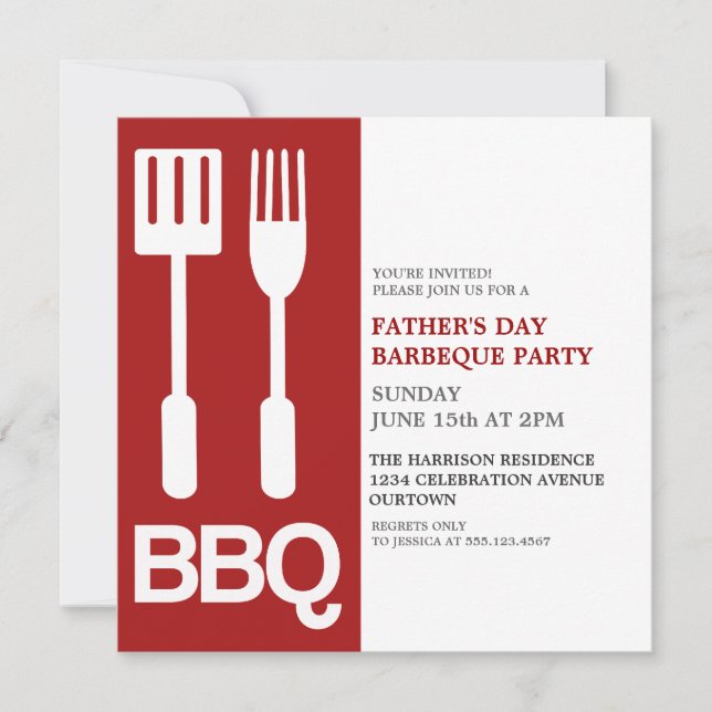 Invitaciones Divertidas para la Fiesta de BBQ del  (Anverso)
