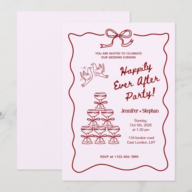 Invitaciones divertidas para la noche de boda ilus (Anverso / Reverso)