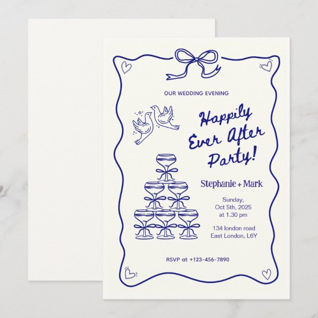 Invitaciones divertidas para una noche de boda Fel (Anverso / Reverso)