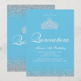 Invitaciones dulces 15, Quinceanera azul claro